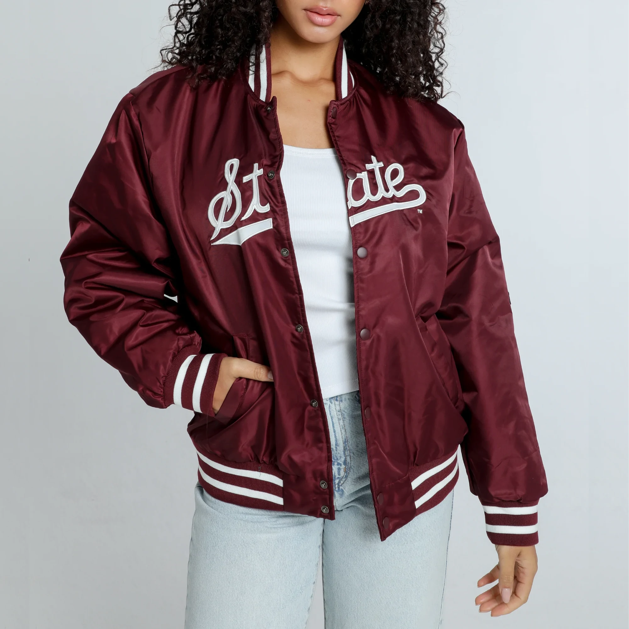 Women's Mississippi State Bulldogs A-Game Satin Varsity Jacket