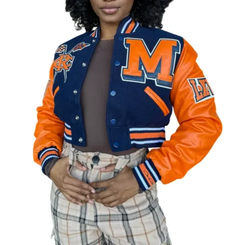Women's Morgan State Bears Campus Remix Wool & Leather Varsity Jacket
