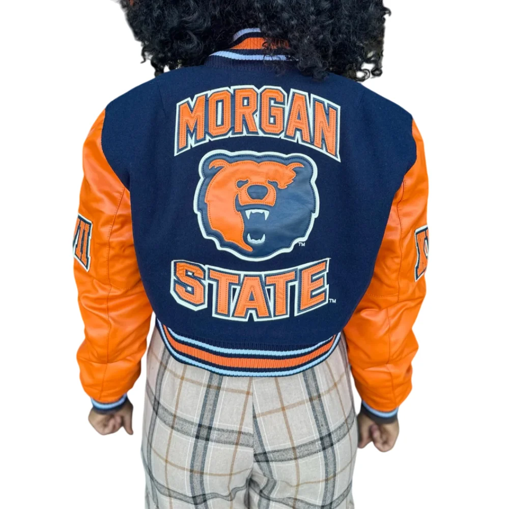 Women's Morgan State Bears Campus Remix Wool & Leather Varsity Jacket - Image 2