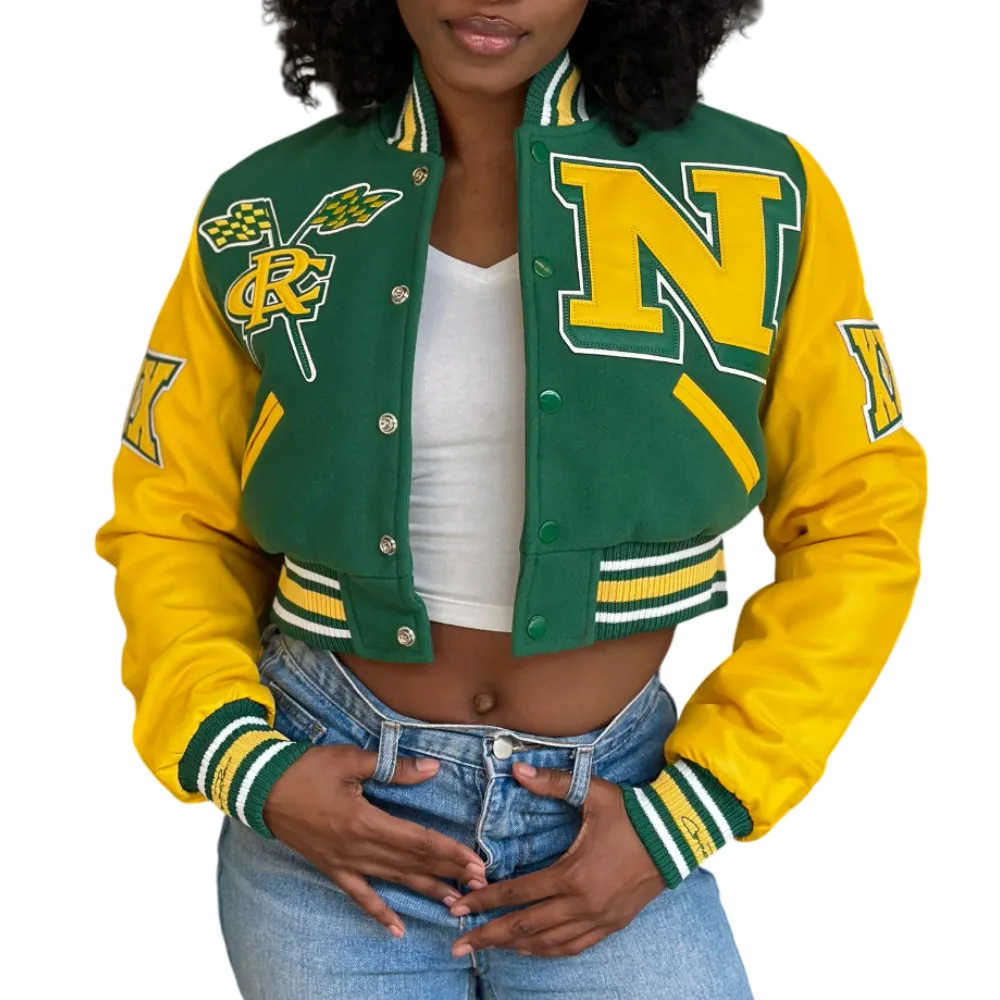 Women's Norfolk State Spartans Campus Remix Wool & Leather Varsity Jacket