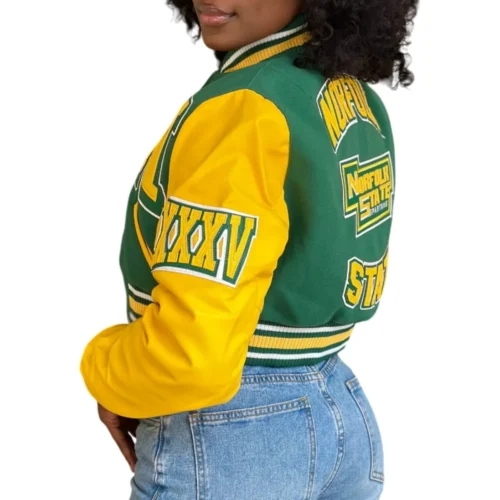 Alternative view of Women's Norfolk State Spartans Campus Remix Wool & Leather Varsity Jacket