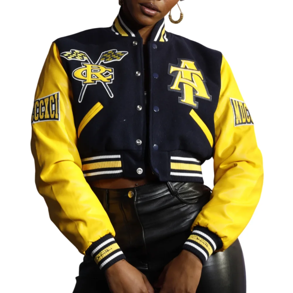 Women's North Carolina A&T Aggies Campus Remix Wool & Leather Varsity Jacket