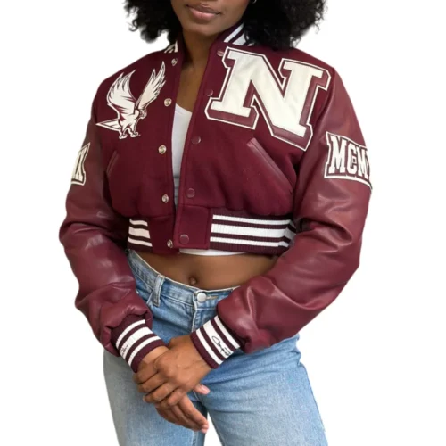 Women's North Carolina Central Eagles Campus Remix Wool & Leather Varsity Jacket