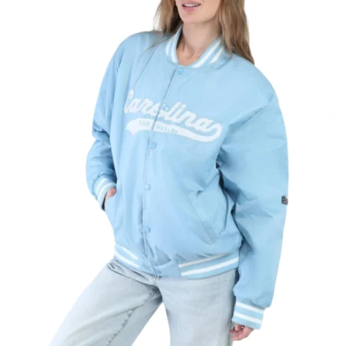 Women's North Carolina Tar Heels A-Game Satin Varsity Jacket