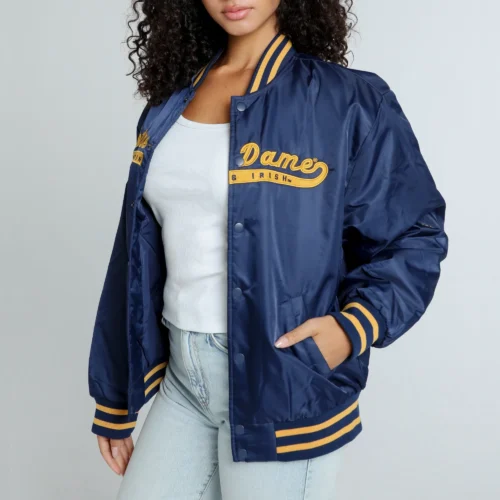 Alternative view of Women's Notre Dame Fighting Irish A-Game Satin Varsity Jacket