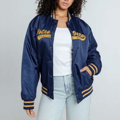 Women's Notre Dame Fighting Irish A-Game Satin Varsity Jacket