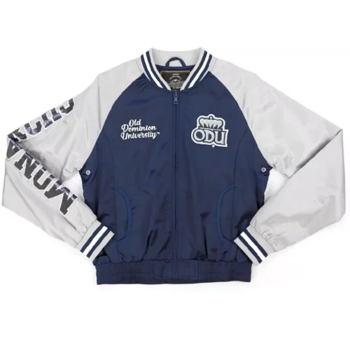 Women's Old Dominion Monarchs Vintage Navy & White Satin Varsity Jacket