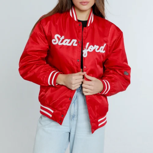 Women's Stanford Cardinal A-Game Satin Varsity Jacket