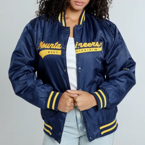 Women's West Virginia Mountaineers A-Game Satin Varsity Jacket