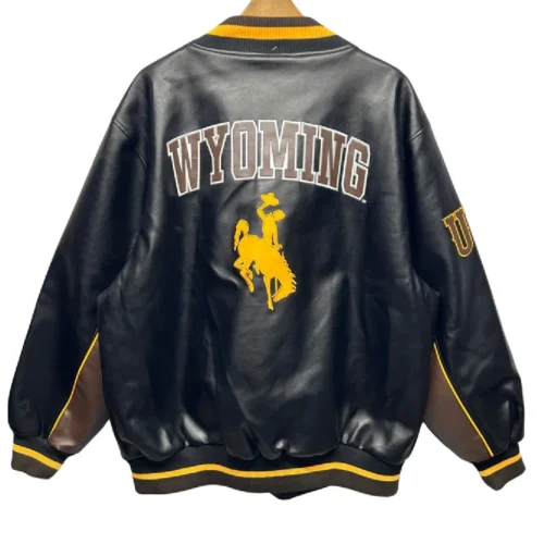 Alternative view of Texas State Bobcats Vintage Black & Brown Leather Varsity Jacket