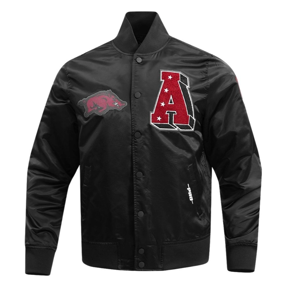 Arkansas Razorbacks Classic Full-Snap Satin Varsity Jacket