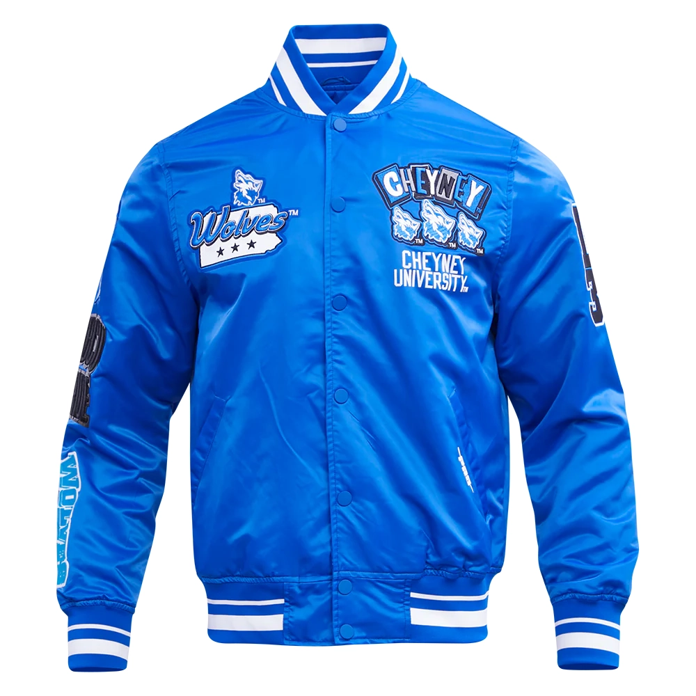 Cheyney Wolves Homecoming Blue Satin Varsity Jacket