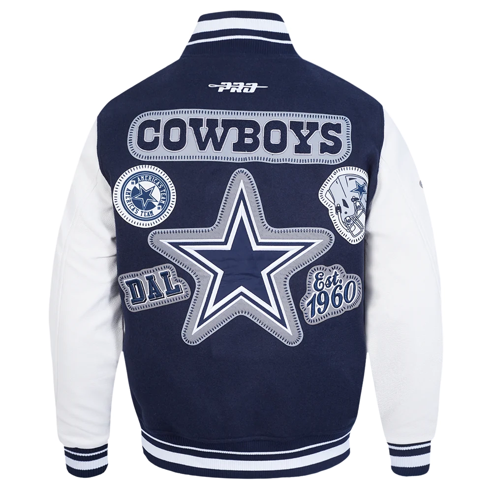 Dallas Cowboys Diy Pick Stitch Wool & Leather Varsity Jacket - Image 4