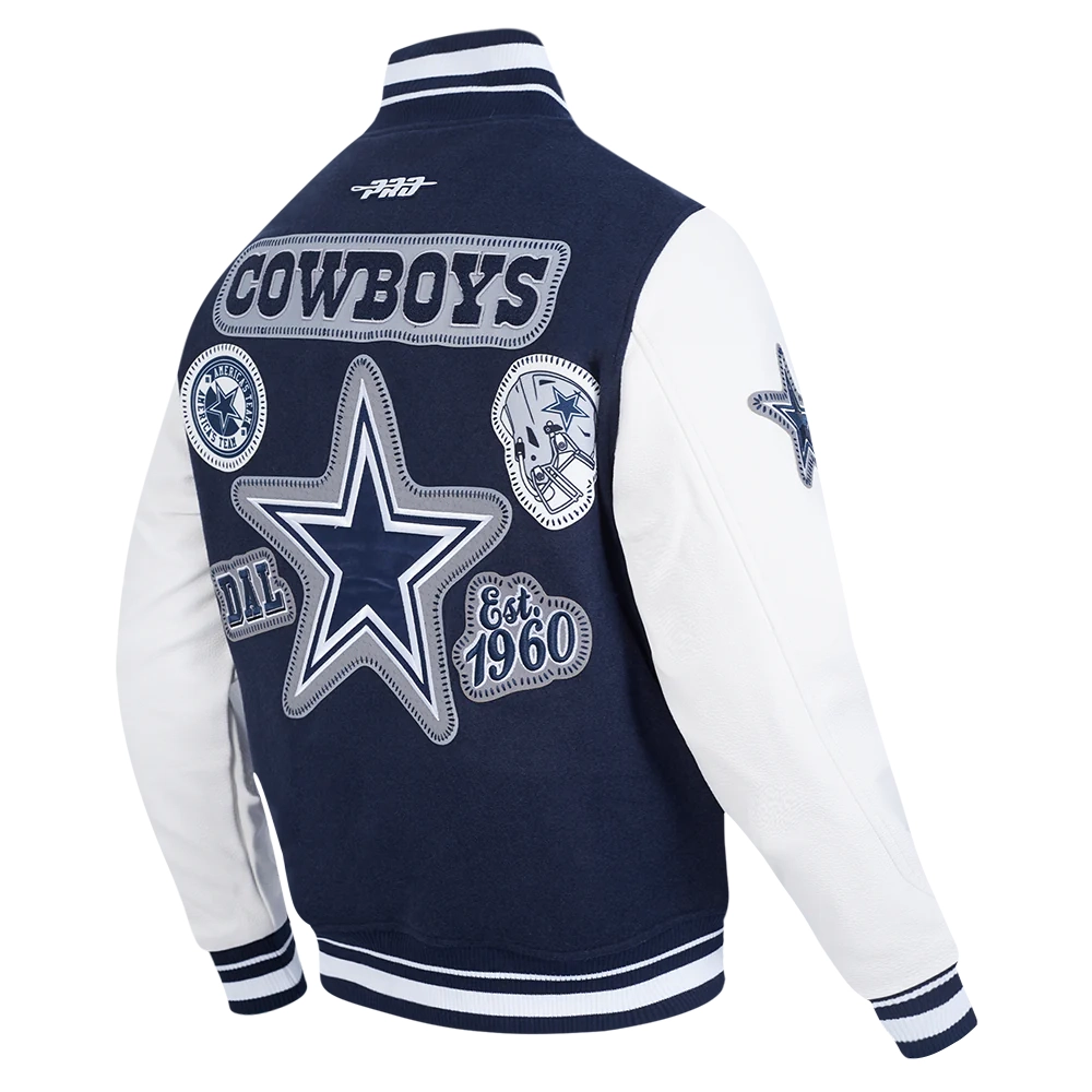 Dallas Cowboys Diy Pick Stitch Wool & Leather Varsity Jacket - Image 3