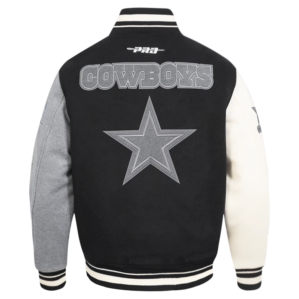 Dallas Cowboys Reverse French Terry Wool & Leather Varsity Jacket - Image 4