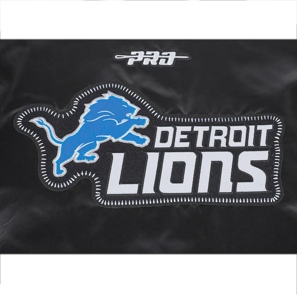 Detroit Lions Diy Pick Stitch Black Satin Varsity Jacket - Image 9