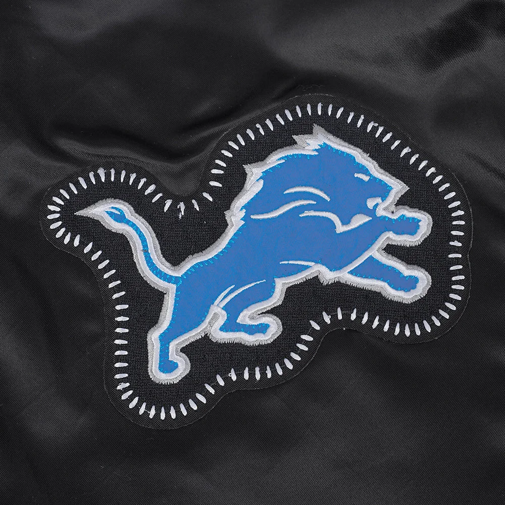 Detroit Lions Diy Pick Stitch Black Satin Varsity Jacket - Image 5