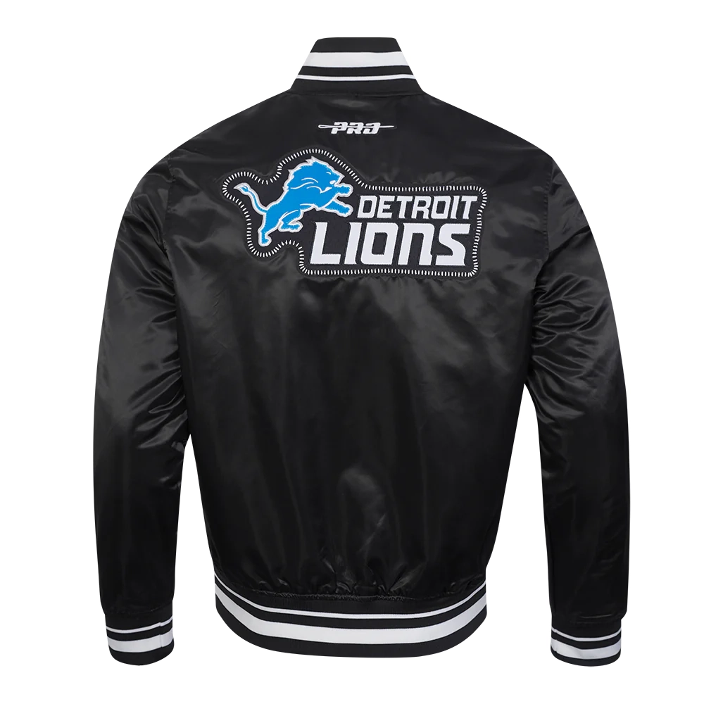 Detroit Lions Diy Pick Stitch Black Satin Varsity Jacket - Image 4