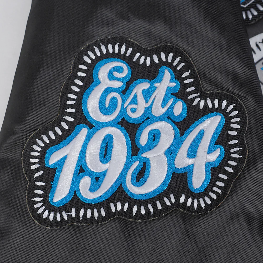 Detroit Lions Diy Pick Stitch Black Satin Varsity Jacket - Image 8