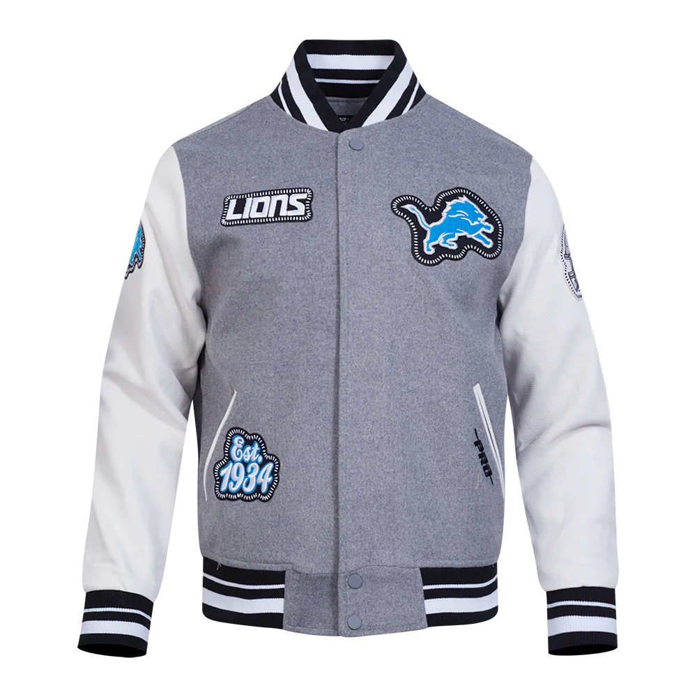 Detroit Lions Diy Pick Stitch Wool & Leather Varsity Jacket