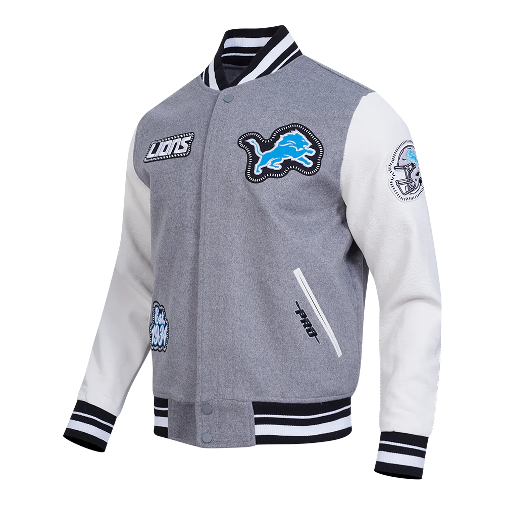 Alternative view of Detroit Lions Diy Pick Stitch Wool & Leather Varsity Jacket