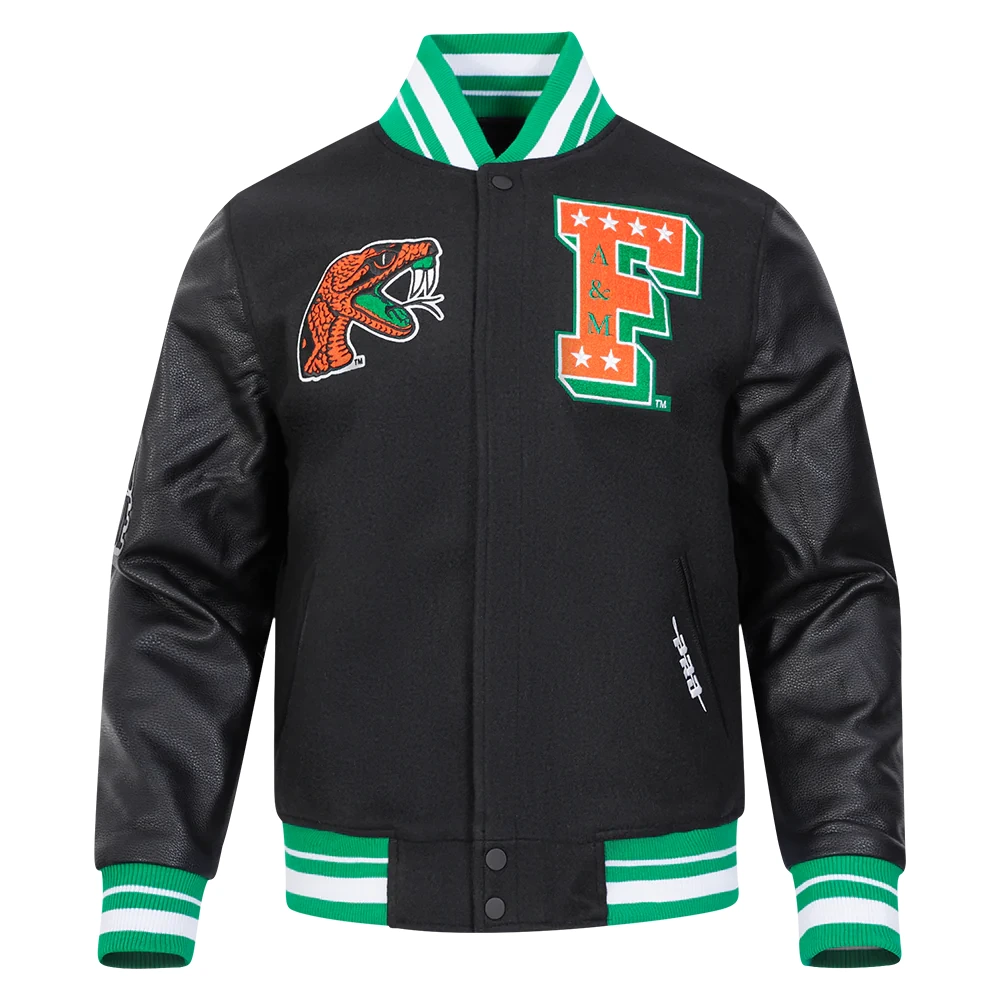 Florida A&M Rattlers Classic Black Wool & Leather Varsity Jacket