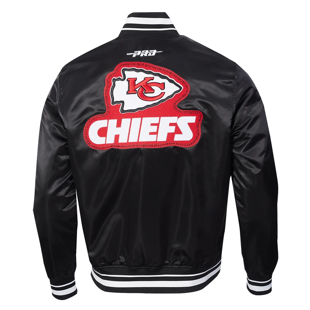 Kansas City Chiefs Diy Pick Stitch Black Satin Varsity Jacket - Image 4