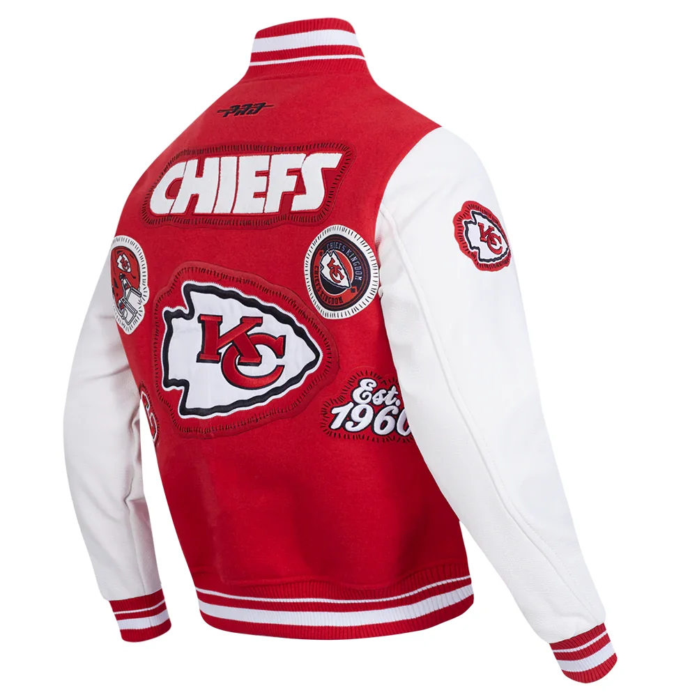 Kansas City Chiefs Diy Pick Stitch Wool & Leather Varsity Jacket - Image 3