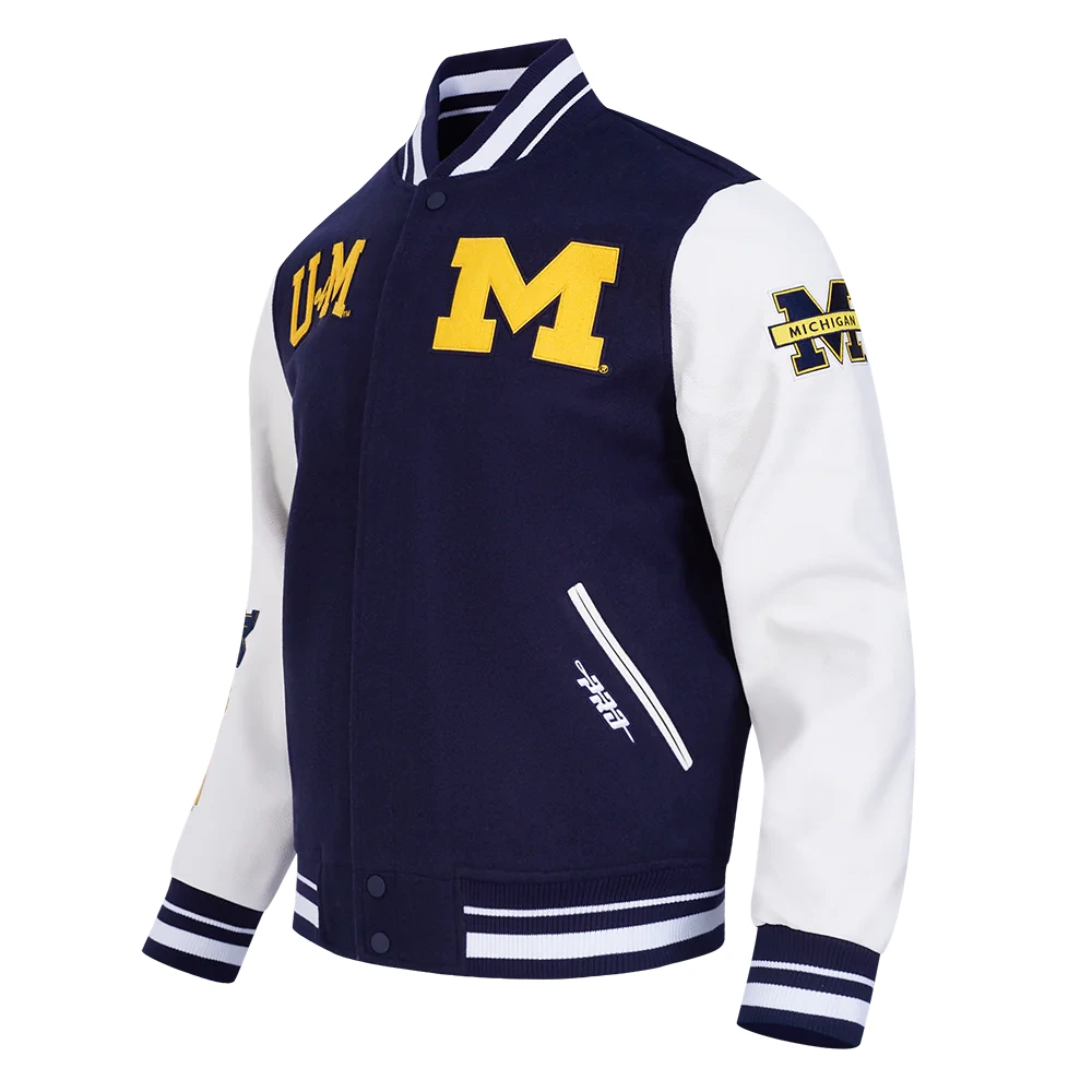 Alternative view of Michigan Wolverines Classic Wool & Leather Varsity Jacket