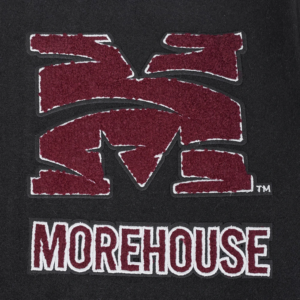 Morehouse Maroon Tigers Classic Wool & Leather Varsity Jacket - Image 7
