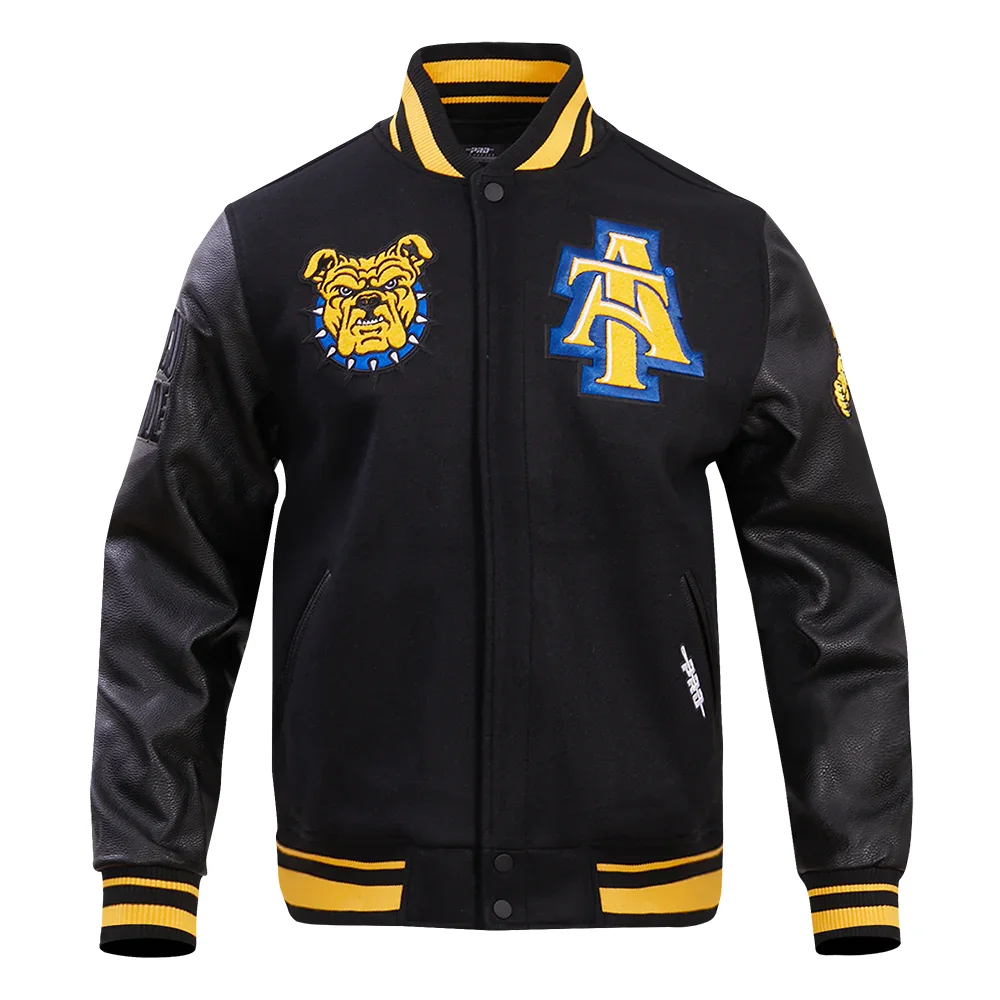 North Carolina A&T Aggies Classic Black Wool & Leather Varsity Jacket