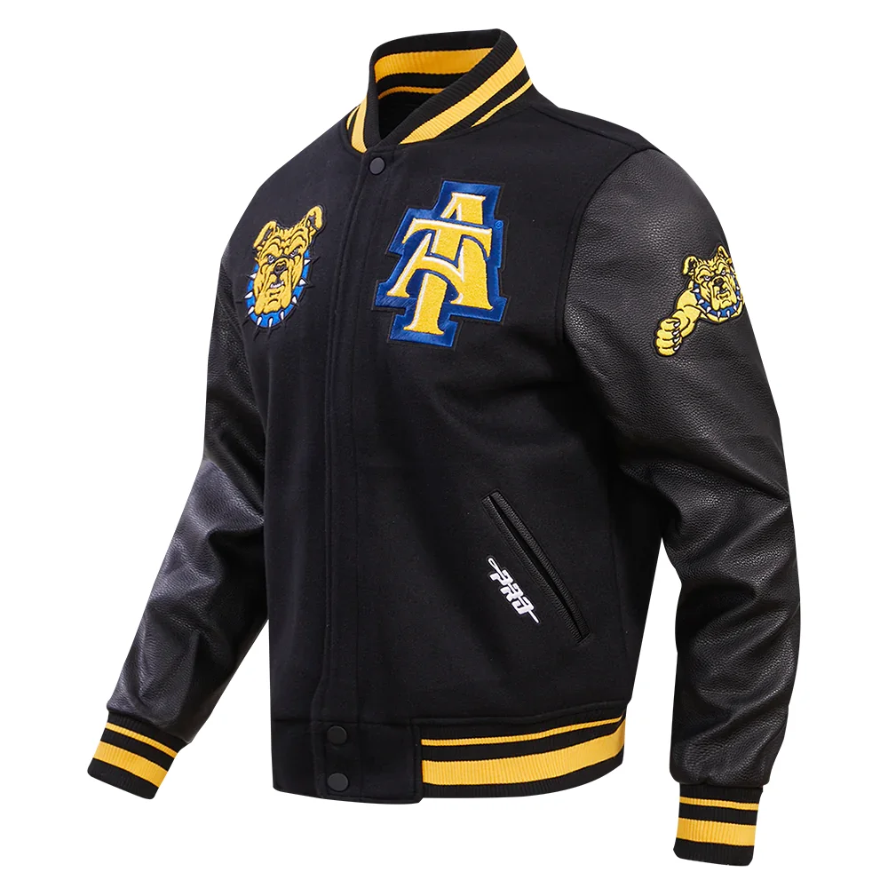 Alternative view of North Carolina A&T Aggies Classic Black Wool & Leather Varsity Jacket