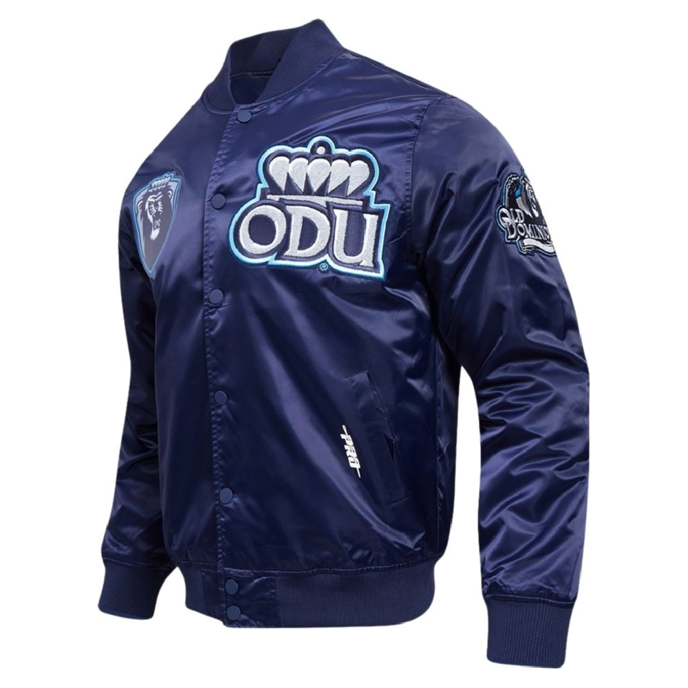 Alternative view of Old Dominion Monarchs Classic Navy Satin Varsity Jacket