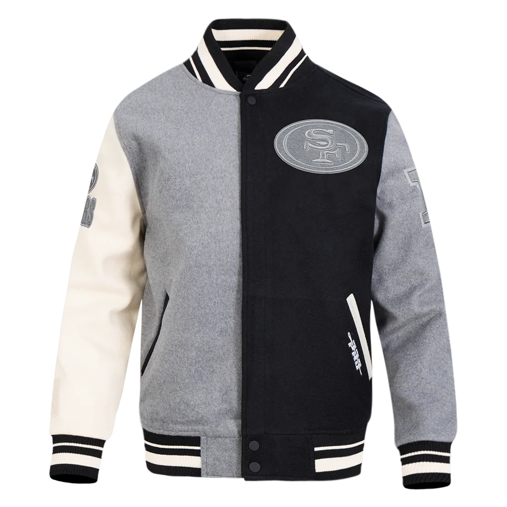 San Francisco 49ers Reverse French Terry Wool & Leather Varsity Jacket
