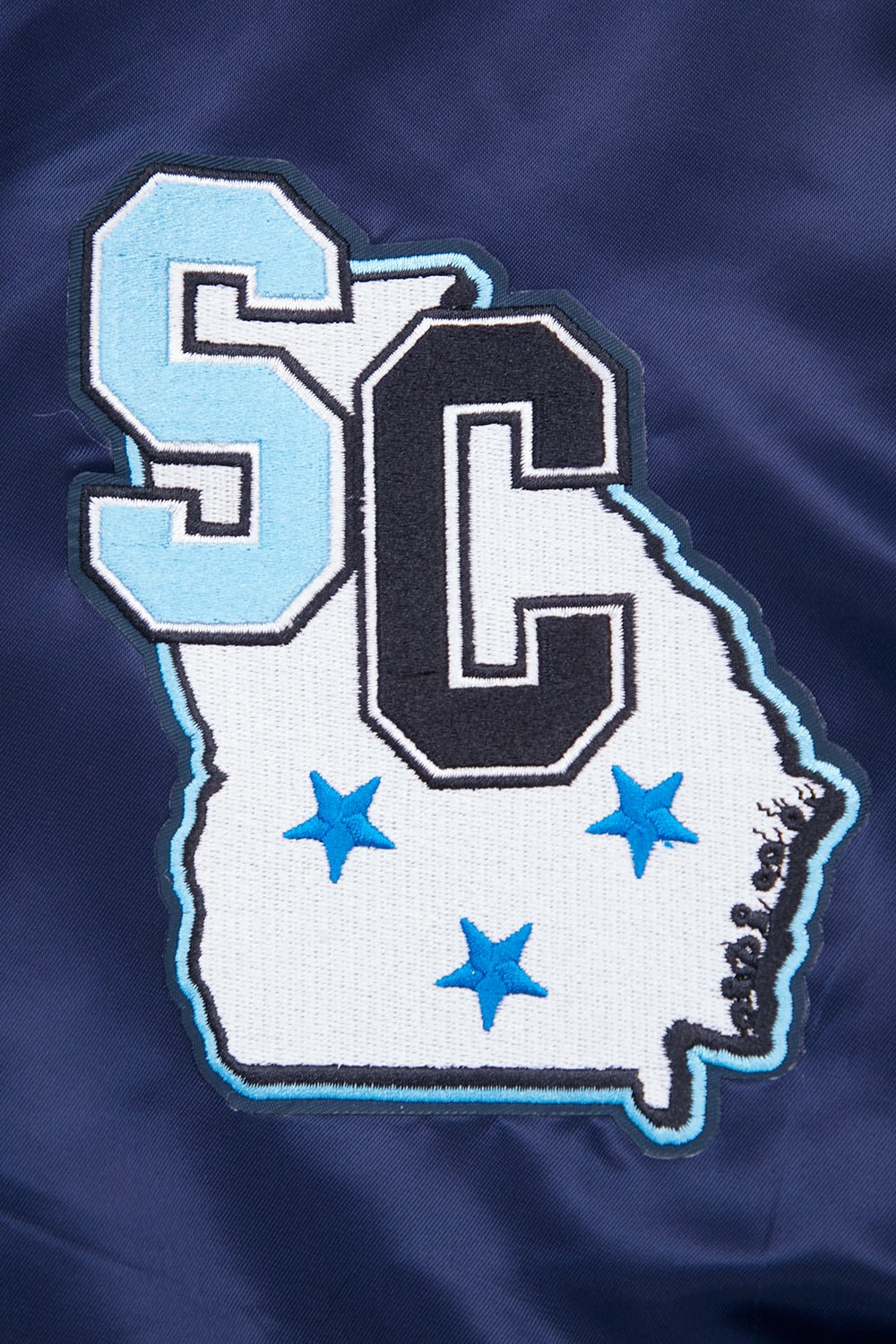 Spelman Collage Jaguars Homecoming Navy Satin Varsity Jacket - Image 6