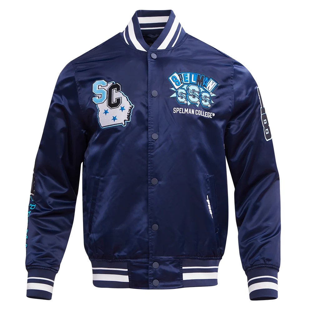 Spelman Collage Jaguars Homecoming Navy Satin Varsity Jacket
