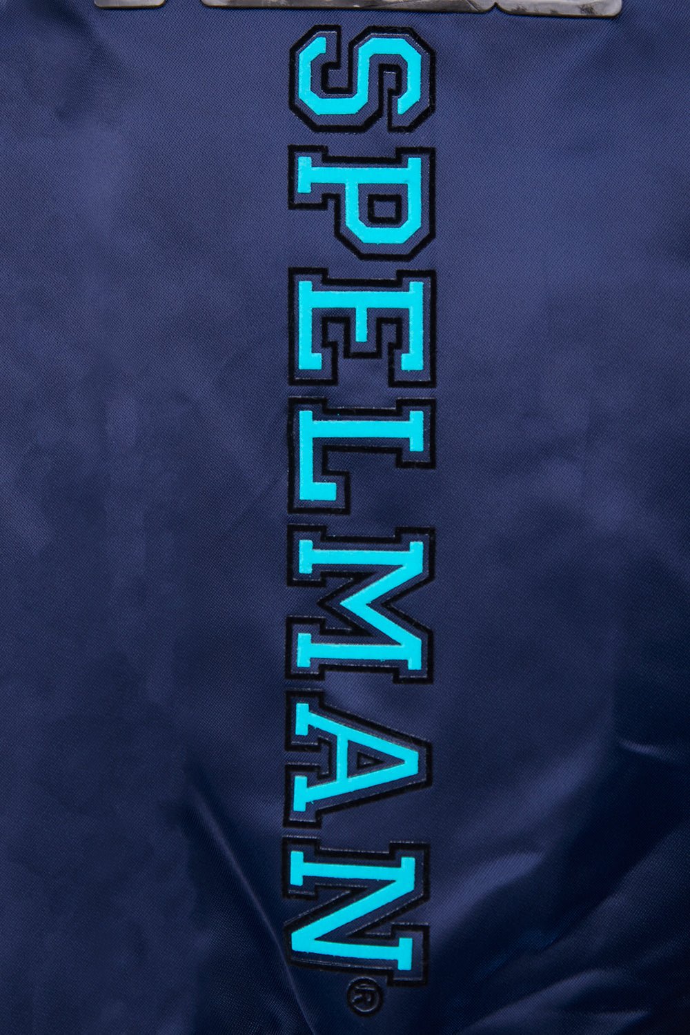 Spelman Collage Jaguars Homecoming Navy Satin Varsity Jacket - Image 8
