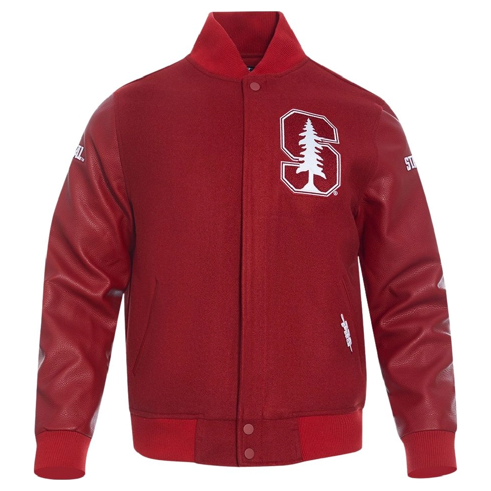 Stanford Cardinal Classic Red Wool & Leather Varsity Jacket