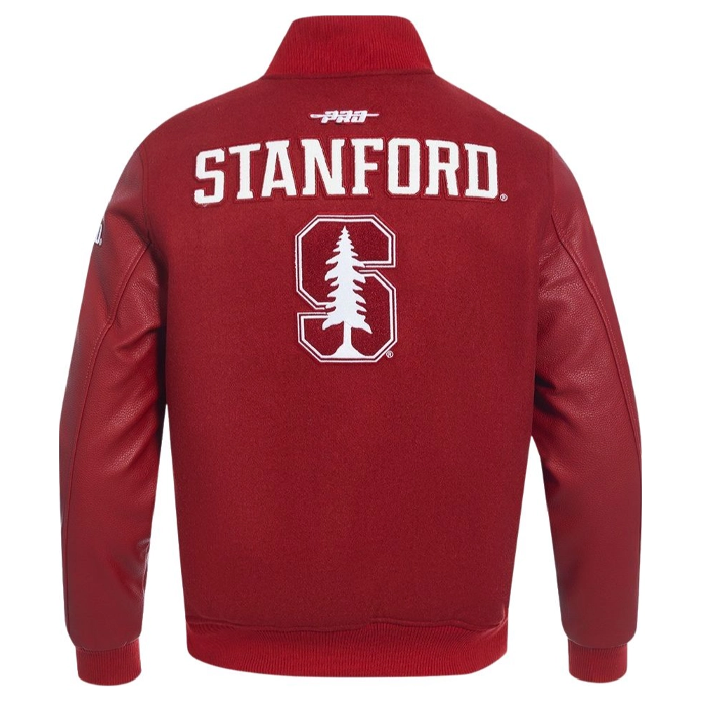 Stanford Cardinal Classic Red Wool & Leather Varsity Jacket - Image 4