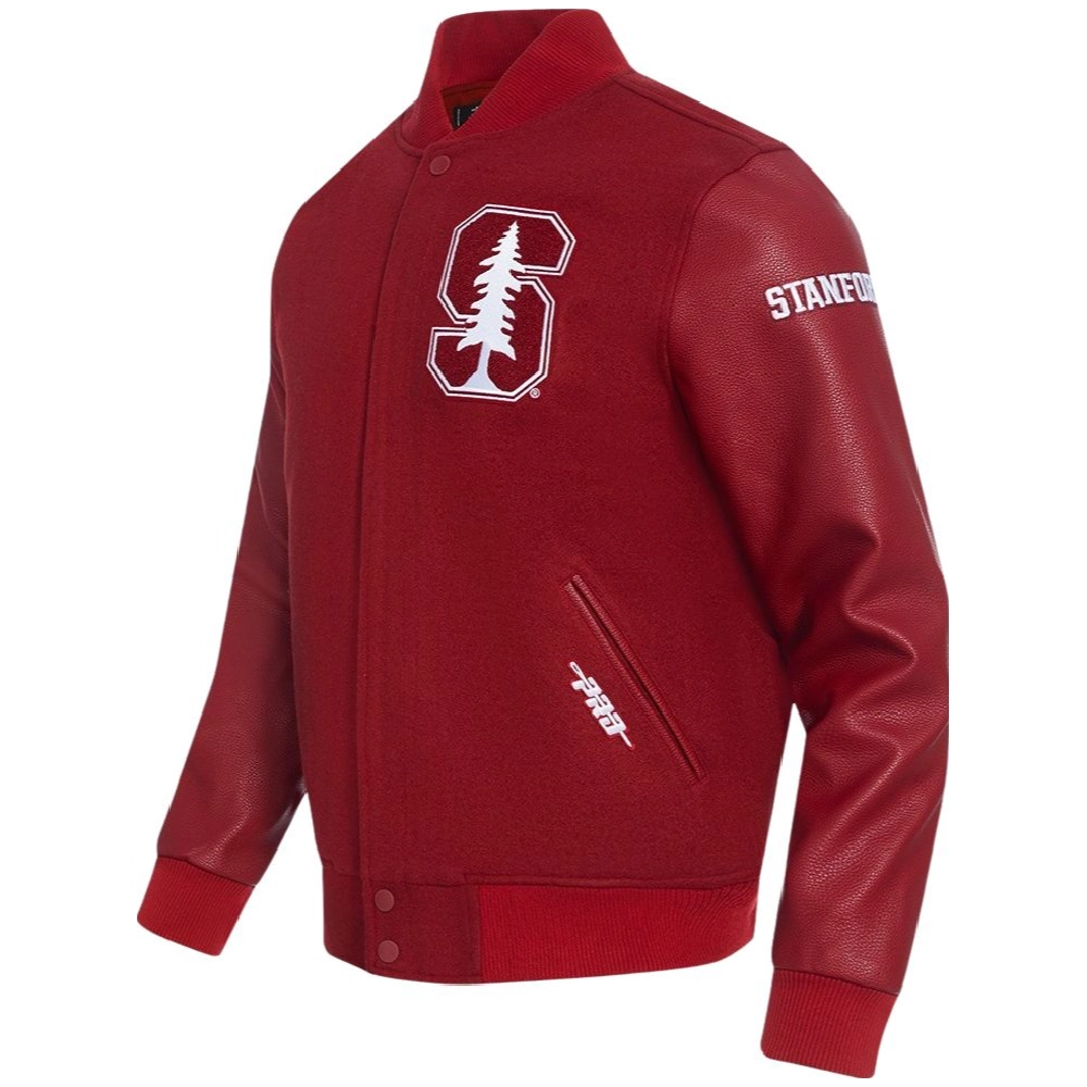 Alternative view of Stanford Cardinal Classic Red Wool & Leather Varsity Jacket