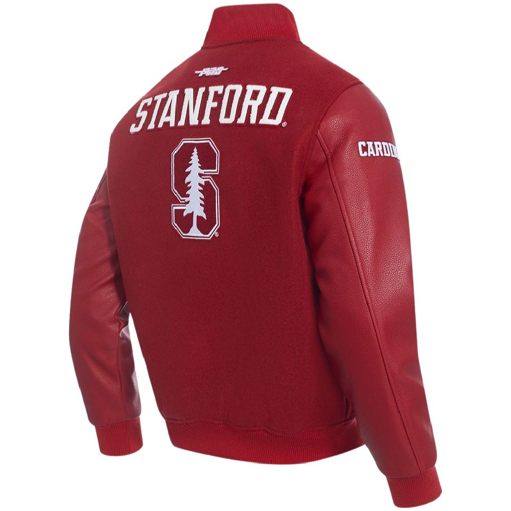 Stanford Cardinal Classic Red Wool & Leather Varsity Jacket - Image 3