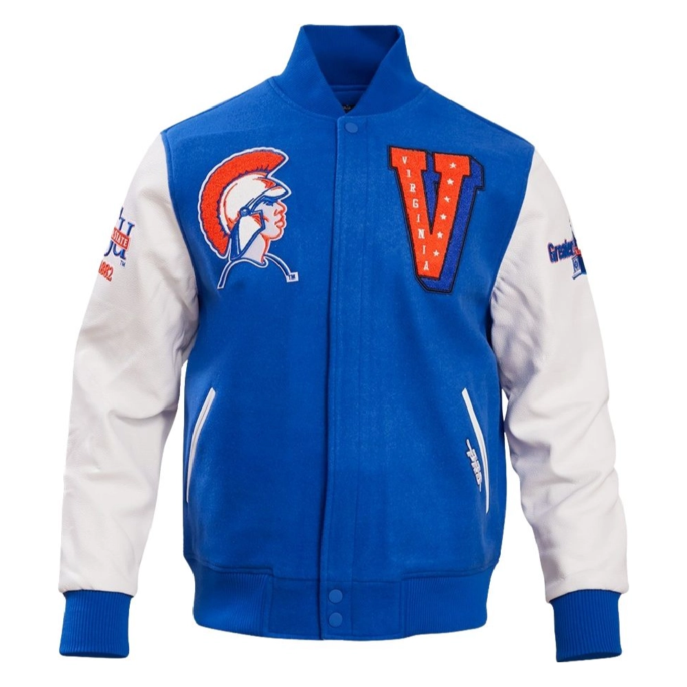 The Virginia State Trojans Classic Wool & Leather Varsity Jacket