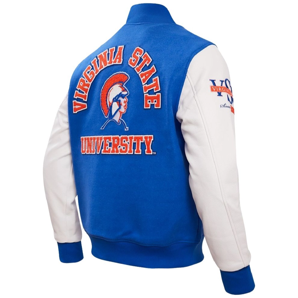 The Virginia State Trojans Classic Wool & Leather Varsity Jacket - Image 3