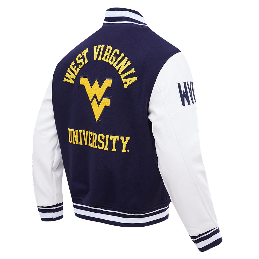 West Virginia Mountaineers Classic Wool & Leather Varsity Jacket - Image 3