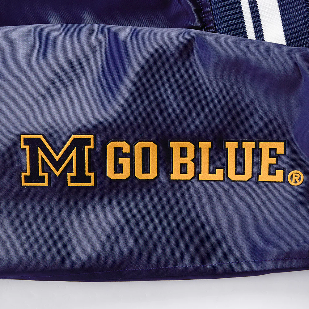 Women's Michigan Wolverines Classic Satin Varsity Jacket - Image 9
