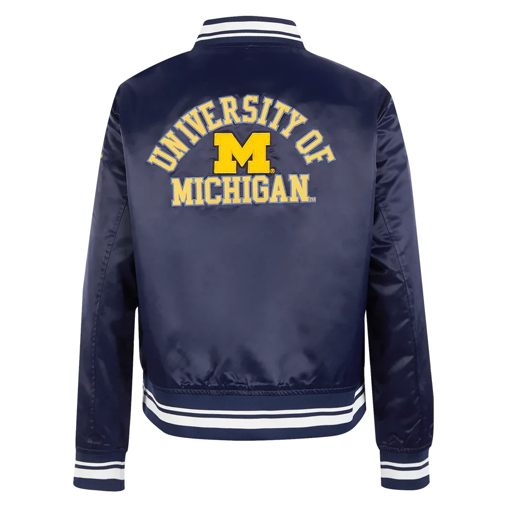 Women's Michigan Wolverines Classic Satin Varsity Jacket - Image 4