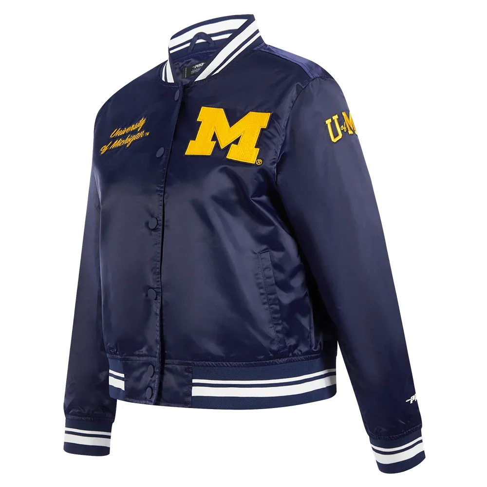 Alternative view of Women's Michigan Wolverines Classic Satin Varsity Jacket