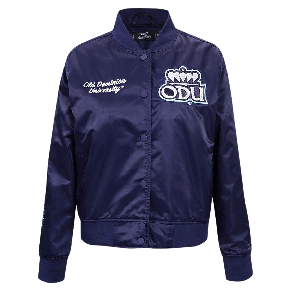 Women's Old Dominion Monarchs Classic Navy Satin Varsity Jacket