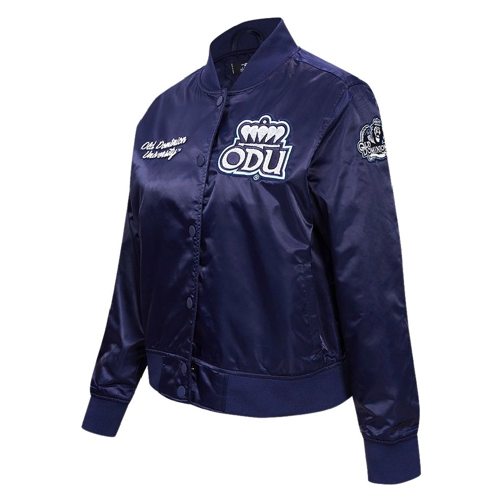 Alternative view of Women's Old Dominion Monarchs Classic Navy Satin Varsity Jacket