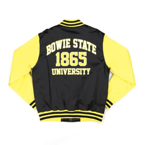 Alternative view of Bowie State Bulldogs Baseball Full-Snap Satin Black Jacket